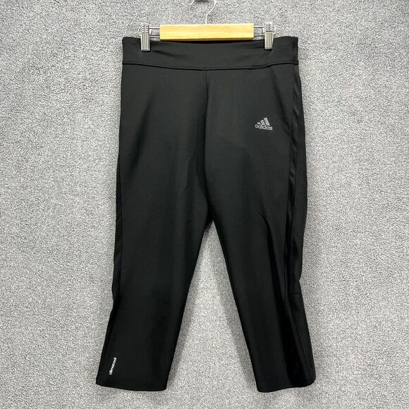 Adidas Leggings Womens Small Black Climalite Mid-Rise Climacool Cropped - Picture 1 of 15